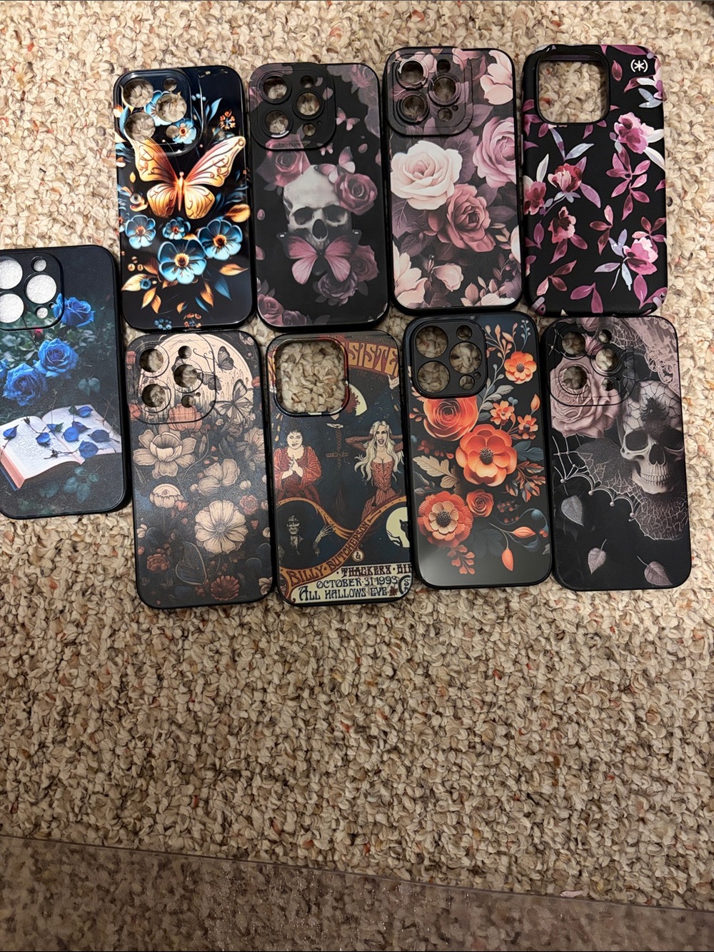 Floral & Gothic Print Phone Case - Pink Black Blend 14 Pro